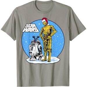 image:imageStar Wars Christmas C3PO amp R2D2 Snow Globe TShirtSlate Grey