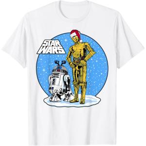 image:imageStar Wars Christmas C3PO amp R2D2 Snow Globe TShirtWhite