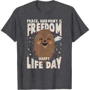 image:imageStar Wars Christmas Chewbacca Peace Harmony Happy Life Day TShirtDark Heather Grey