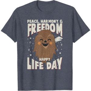 image:imageStar Wars Christmas Chewbacca Peace Harmony Happy Life Day TShirtHeather Blue