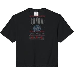 image:imageStar Wars Christmas Millenium Falcon I Know Ugly Sweater Comfort Colors Crop TopBlack