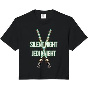 image:imageStar Wars Christmas Silent Night Jedi Knight Lightsabers Comfort Colors Crop TopBlack