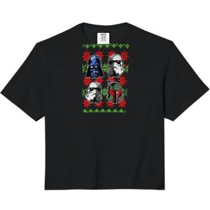image:imageStar Wars Christmas Ugly Sweater Empire Helmets Comfort Colors Crop TopBlack