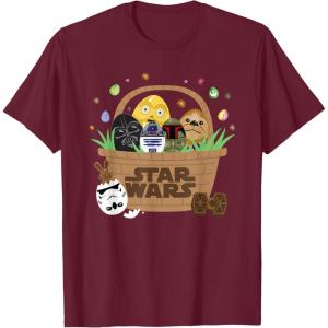 image:imageStar Wars Classic Characters Easter Eggs Basket Funny Spring TShirtBurgundy