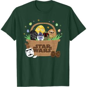 image:imageStar Wars Classic Characters Easter Eggs Basket Funny Spring TShirtDark Green