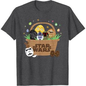 image:imageStar Wars Classic Characters Easter Eggs Basket Funny Spring TShirtDark Heather Grey