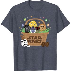 image:imageStar Wars Classic Characters Easter Eggs Basket Funny Spring TShirtHeather Blue