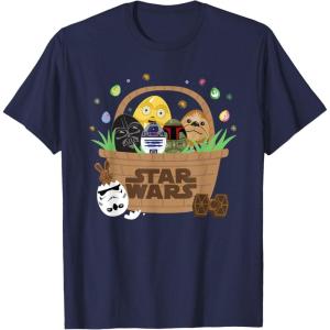 image:imageStar Wars Classic Characters Easter Eggs Basket Funny Spring TShirtNavy Blue