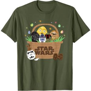 image:imageStar Wars Classic Characters Easter Eggs Basket Funny Spring TShirtOlive Green