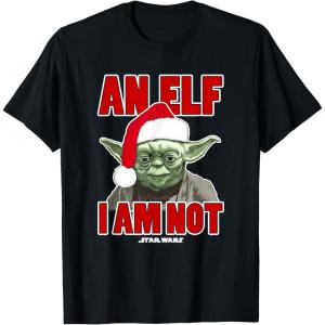 image:imageStar Wars Classic Christmas An Elf I Am Not Yoda Portrait TShirtBlack