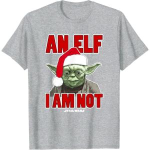 image:imageStar Wars Classic Christmas An Elf I Am Not Yoda Portrait TShirtHeather Grey