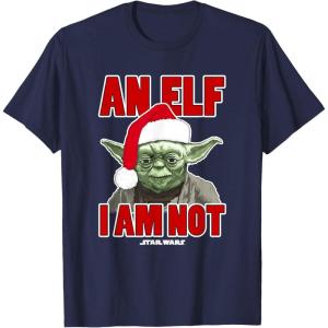 image:imageStar Wars Classic Christmas An Elf I Am Not Yoda Portrait TShirtNavy Blue