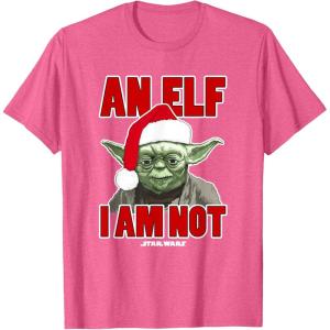 image:imageStar Wars Classic Christmas An Elf I Am Not Yoda Portrait TShirtPink Heather