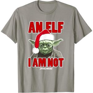 image:imageStar Wars Classic Christmas An Elf I Am Not Yoda Portrait TShirtSlate Grey