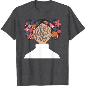 image:imageStar Wars Classic Flower Buns Happy Mothers Day TShirtDark Heather Grey