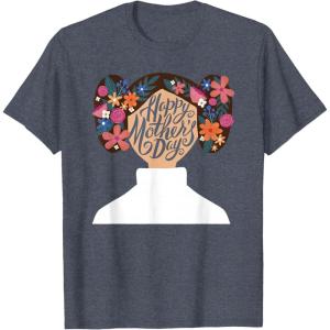 image:imageStar Wars Classic Flower Buns Happy Mothers Day TShirtHeather Blue
