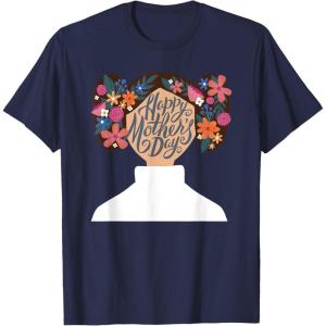image:imageStar Wars Classic Flower Buns Happy Mothers Day TShirtNavy Blue