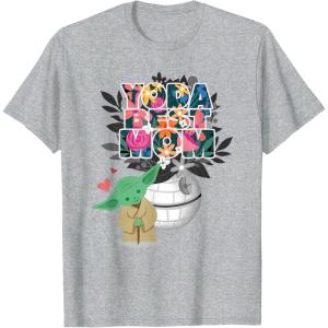 image:imageStar Wars Classic Flowers Yoda Best Mom Mothers Day TShirtHeather Grey
