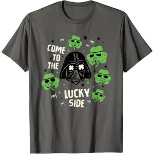 image:imageStar Wars Darth Vader The Lucky Side St Patricks Day TShirtAsphalt Grey