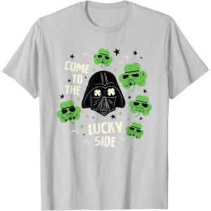 image:imageStar Wars Darth Vader The Lucky Side St Patricks Day TShirtSilver Grey