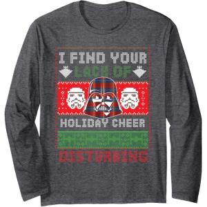 image:imageStar Wars Darth Vader Ugly Christmas Sweater Long Sleeve TShirtDark Heather Grey