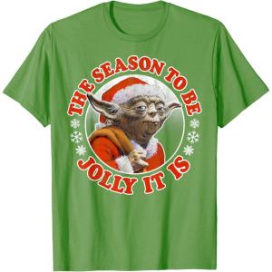 image:imageStar Wars Jolly Yoda Tis The Season Christmas TShirt TShirtGrass Green