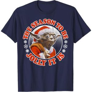 image:imageStar Wars Jolly Yoda Tis The Season Christmas TShirt TShirtNavy Blue