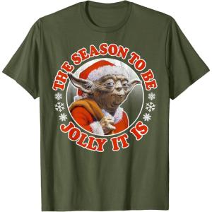 image:imageStar Wars Jolly Yoda Tis The Season Christmas TShirt TShirtOlive Green
