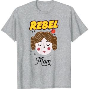 image:imageStar Wars Princess Leia Rebel Mom Mothers Day TShirt TShirtHeather Grey
