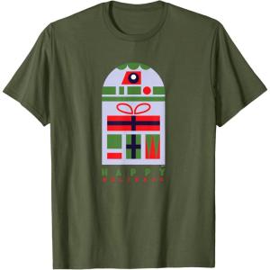 image:imageStar Wars R2D2 Nordic Print Happy Holidays Christmas TShirtOlive Green