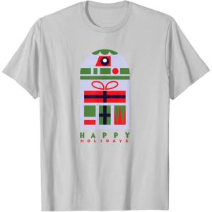 image:imageStar Wars R2D2 Nordic Print Happy Holidays Christmas TShirtSilver Grey