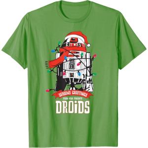 image:imageStar Wars R2D2 Seasons Greetings Droids Holiday TShirtGrass Green