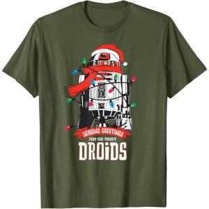 image:imageStar Wars R2D2 Seasons Greetings Droids Holiday TShirtOlive Green