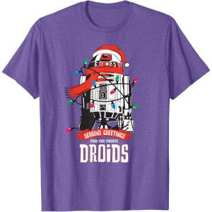 image:imageStar Wars R2D2 Seasons Greetings Droids Holiday TShirtPurple Heather