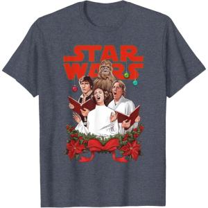 image:imageStar Wars Rebel Choir Funny Holiday TShirtHeather Blue
