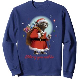 image:imageStar Wars Santa Yoda Merry You Will Be SweatshirtNavy Blue