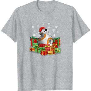 image:imageStar Wars The Force Awakens Christmas BB8 Full Of Presents TShirtHeather Grey