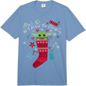 image:imageStar Wars The Mandalorian Christmas All I Want Stocking Comfort Colors Adult Heavyweight TshirtDeep Blue