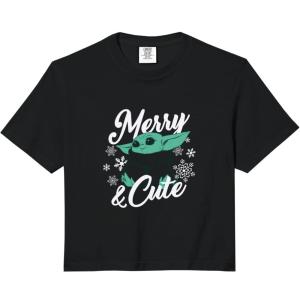 image:imageStar Wars The Mandalorian Christmas Grogu Merry amp Cute Logo Comfort Colors Crop TopBlack