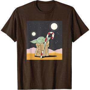 image:imageStar Wars The Mandalorian Grogu Christmas Holiday Candy Cane TShirtBrown