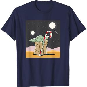 image:imageStar Wars The Mandalorian Grogu Christmas Holiday Candy Cane TShirtNavy Blue