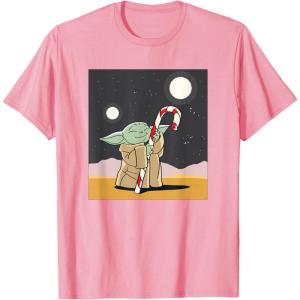 image:imageStar Wars The Mandalorian Grogu Christmas Holiday Candy Cane TShirtPink