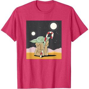 image:imageStar Wars The Mandalorian Grogu Christmas Holiday Candy Cane TShirtRed Heather