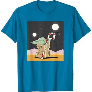 image:imageStar Wars The Mandalorian Grogu Christmas Holiday Candy Cane TShirtSapphire Blue