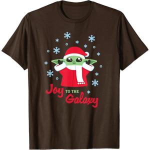 image:imageStar Wars The Mandalorian Grogu Joy to the Galaxy Holiday TShirtBrown