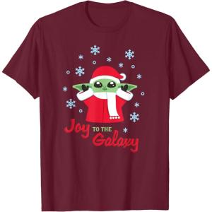 image:imageStar Wars The Mandalorian Grogu Joy to the Galaxy Holiday TShirtBurgundy