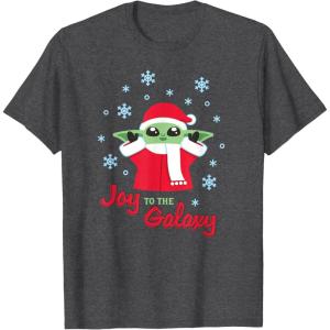 image:imageStar Wars The Mandalorian Grogu Joy to the Galaxy Holiday TShirtDark Heather Grey