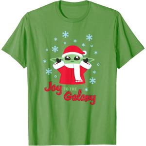 image:imageStar Wars The Mandalorian Grogu Joy to the Galaxy Holiday TShirtGrass Green