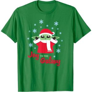 image:imageStar Wars The Mandalorian Grogu Joy to the Galaxy Holiday TShirtKelly Green