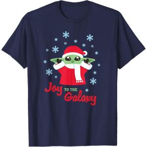 image:imageStar Wars The Mandalorian Grogu Joy to the Galaxy Holiday TShirtNavy Blue